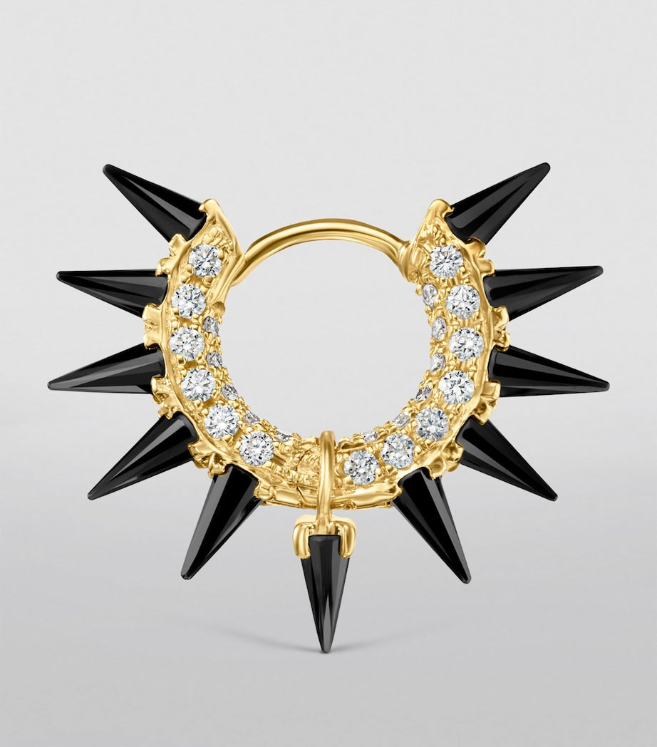 Maria Tash yellow gold black moissanite diamond pavé hoop earring, UK version