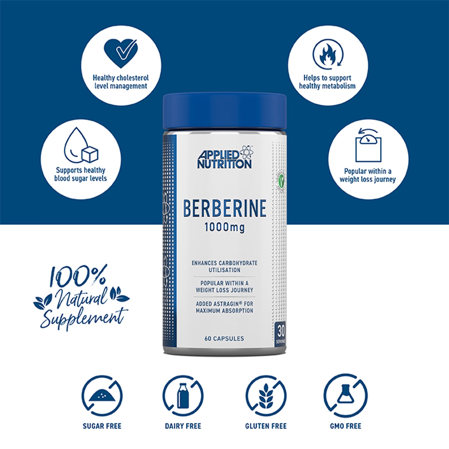 Applied Nutrition Berberine 1000mg Capsules 60 - British product