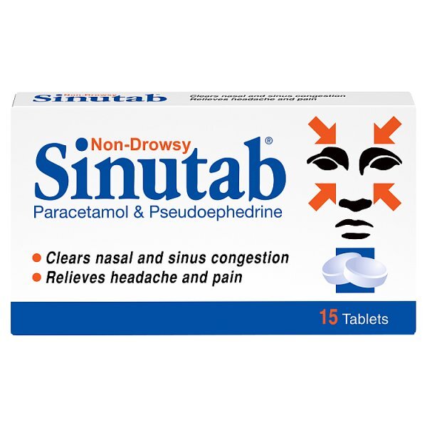 Sinutab Non-Drowsy Cold & Flu Tablets 15s GOODS Superdrug   