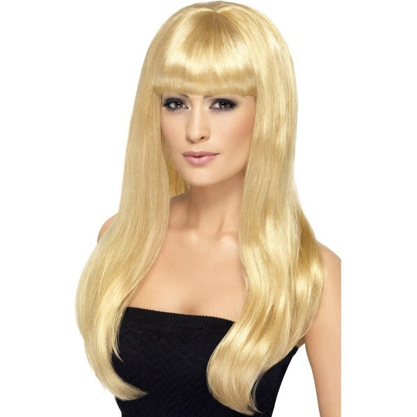 Smiffys Babelicious long straight wig with fringe (British brand)