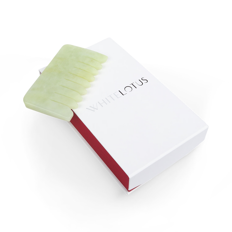 White Lotus jade gua sha comb, imported from the UK
