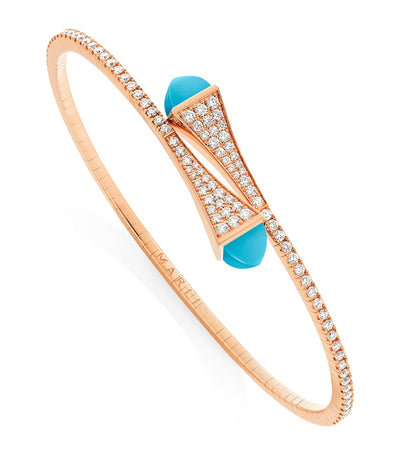 Harrods Marli New York Cleo Slip-On Bracelet in Rose Gold with Diamond and Turquoise- Buy online at McGrocer