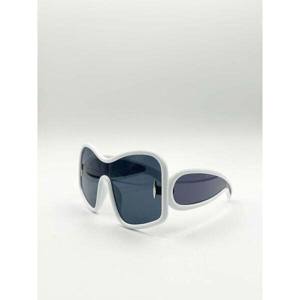 SVNX square oversized mask sunglasses white black, imported from the UK