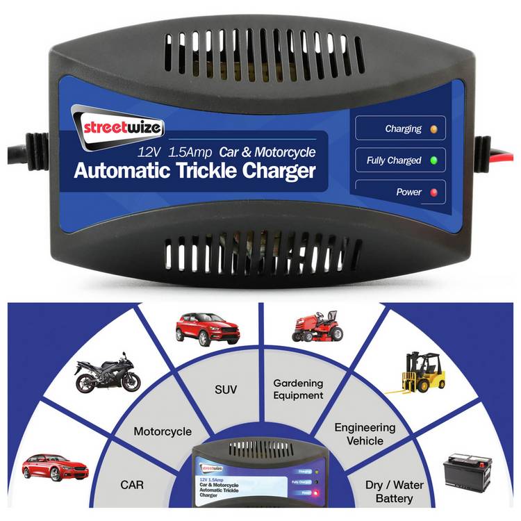 Streetwize 12V automatic trickle charger 1.5Amp, UK version