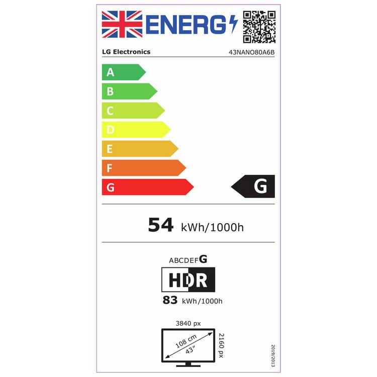 LG NanoCell TV 43NANO80A6B 43 inch 4K, UK version