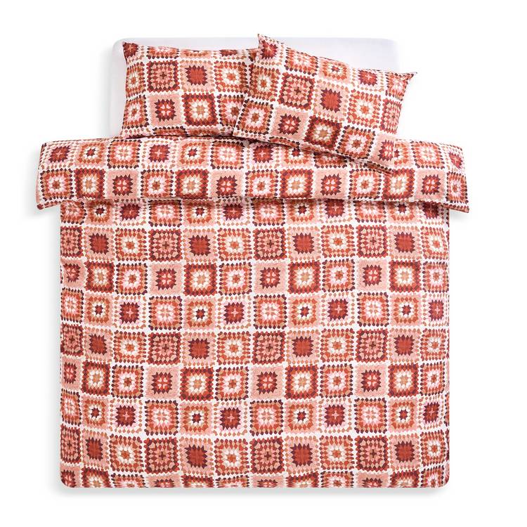 Habitat crochet print bedding set single orange, imported from the UK
