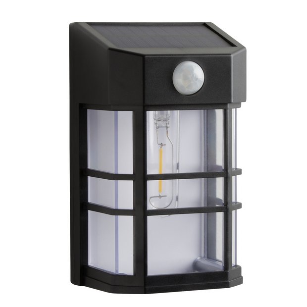 Solar sensor wall light black plastic 100 lumens, UK version