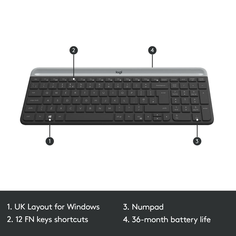Logitech MK470 slim wireless keyboard and mouse combo, imported from the UK