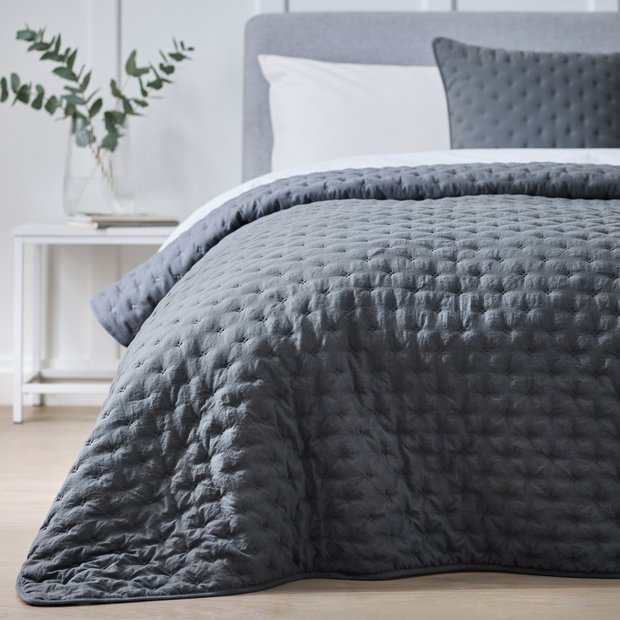 Argos Home Pinsonic bedspread charcoal 260x260cm, UK version