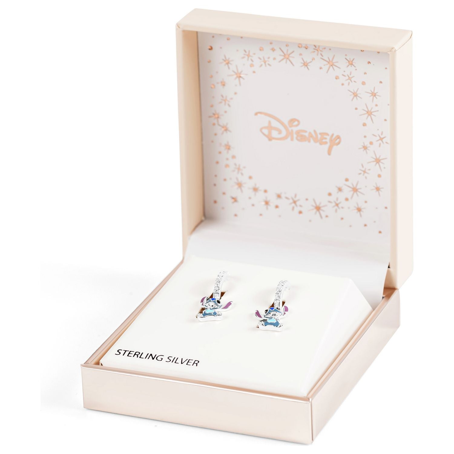 Disney sterling silver Stitch charm hoop earrings (British brand)