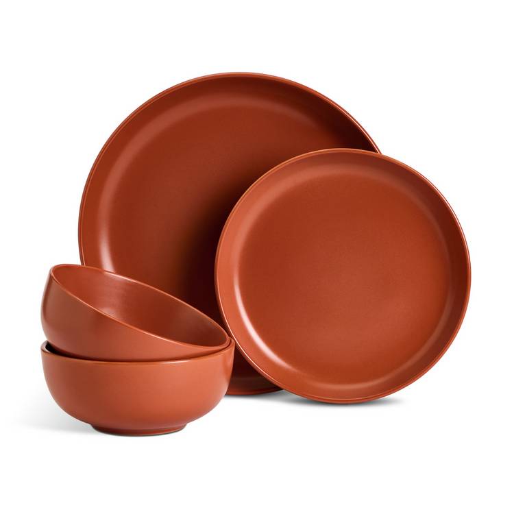 Habitat stoneware dinner set rust 12-piece (British brand)