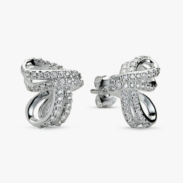 Revere double knot stud earrings with cubic zirconia (British brand)