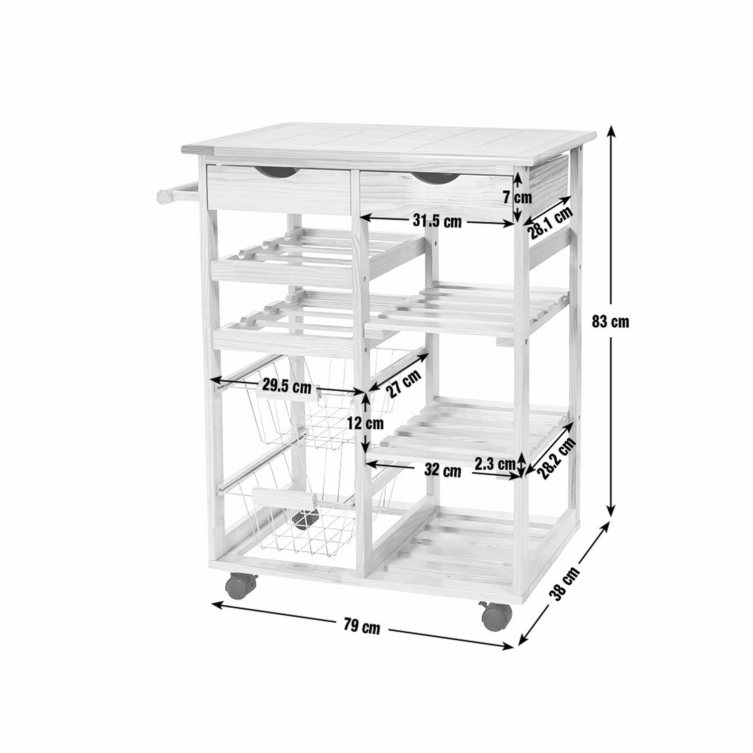 Argos Home pine tile top kitchen trolley (British brand)