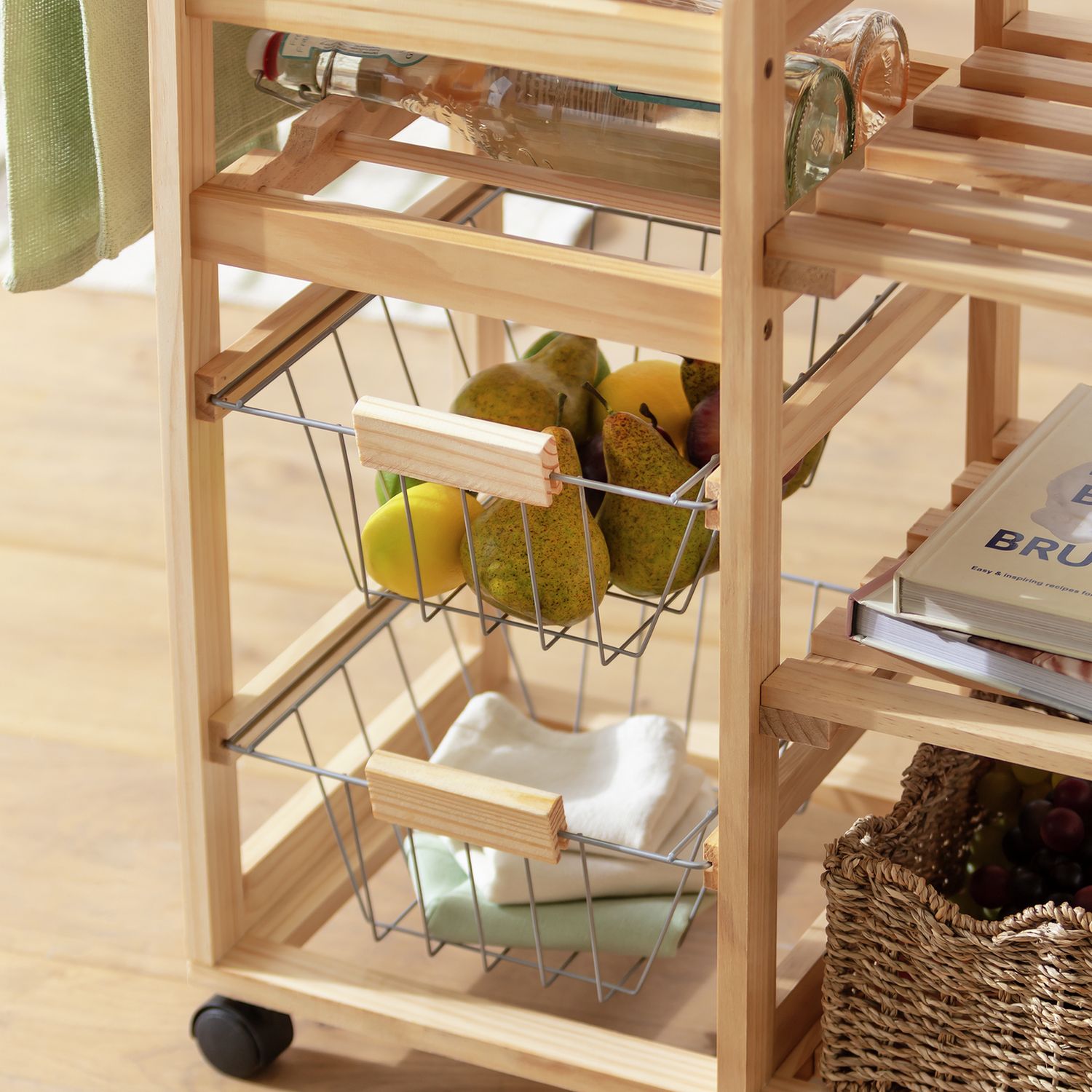 Argos Home pine tile top kitchen trolley (British brand)