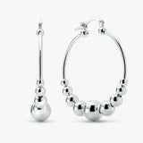 Revere sterling silver graduated bead hoop earrings, imported from the UK