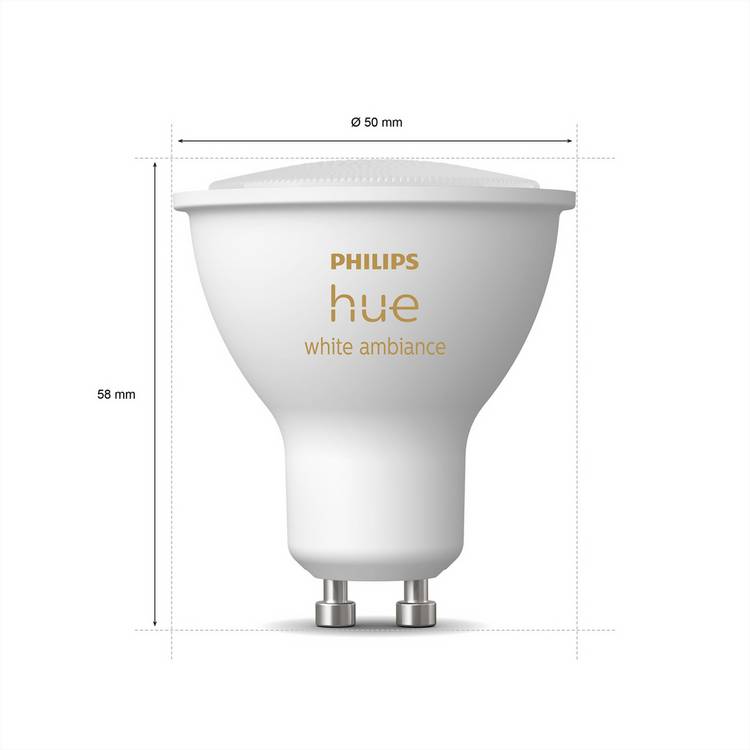 Philips Hue smart light bulbs GU10 pack of 6 (British brand)
