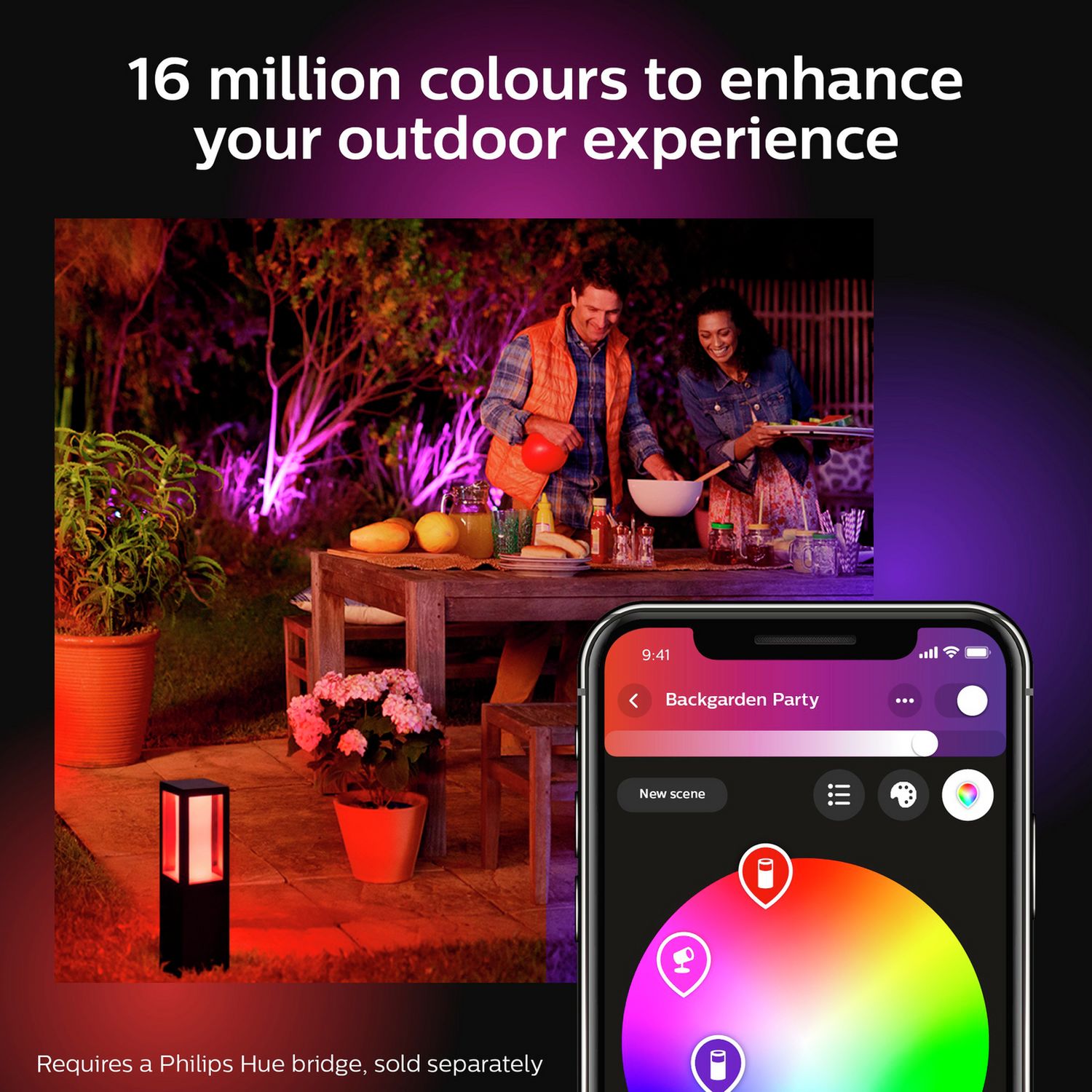 Philips Hue Econic outdoor wall light black, imported from the UK