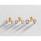 Revere gold plated stud earrings set of 3 pairs, imported from the UK