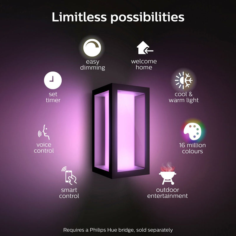Philips Hue Impress small outdoor wall light black - British product