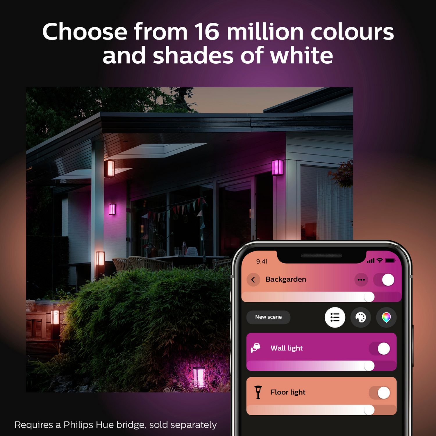 Philips Hue Impress small outdoor wall light black - British product