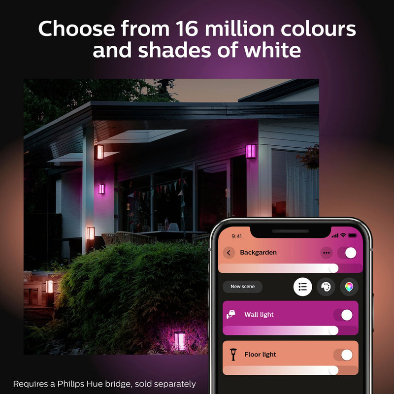Philips Hue Impress small outdoor wall light black - British product