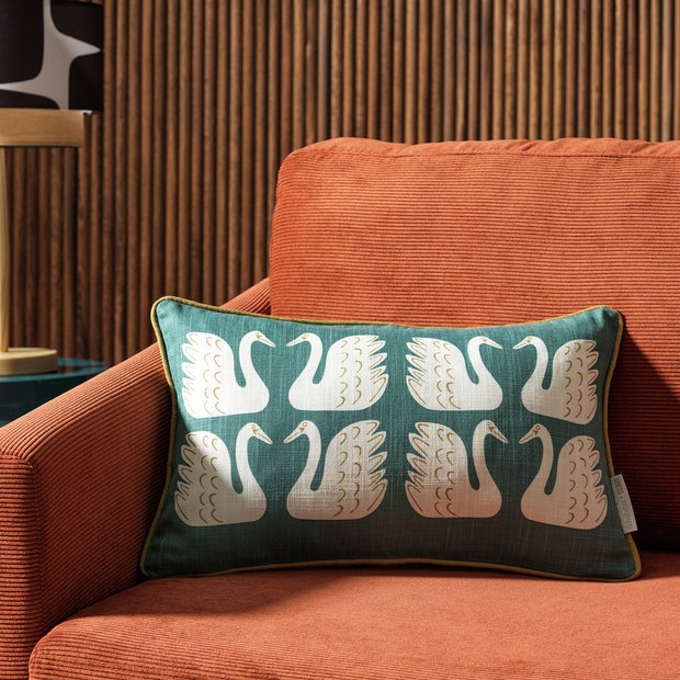 Habitat x Scion swim swam swan cushion green 30x50cm (British brand)