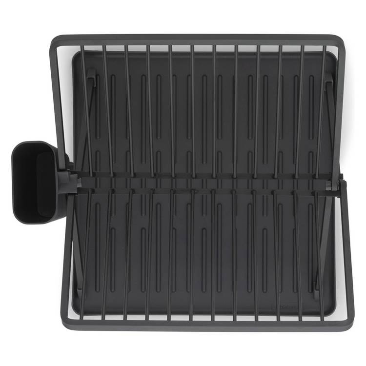 Brabantia foldable plastic dish rack dark grey with drip tray, UK version