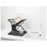 Brabantia foldable plastic dish rack dark grey with drip tray, UK version