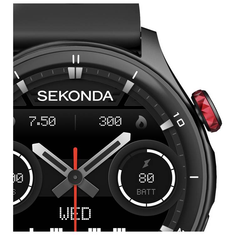Sekonda Active Pro smart watch with black silicone strap - British product