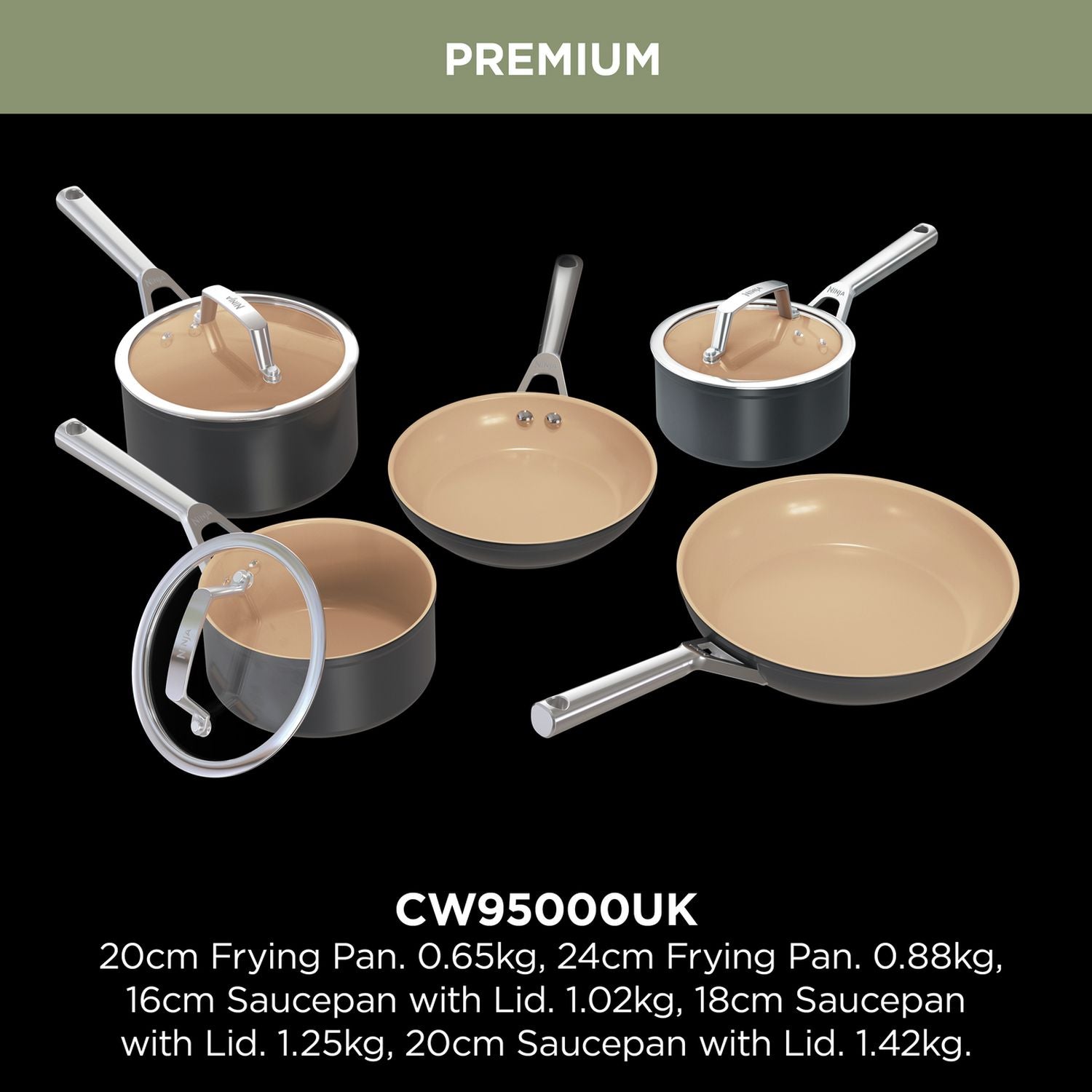 Ninja ceramic pan set 5 piece, UK version
