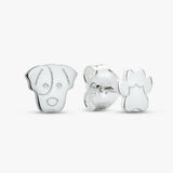 Revere sterling silver dog face paw stud earrings, imported from the UK