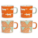 Habitat x Scion Mr Fox Hedgehog set of 4 mugs, imported from the UK