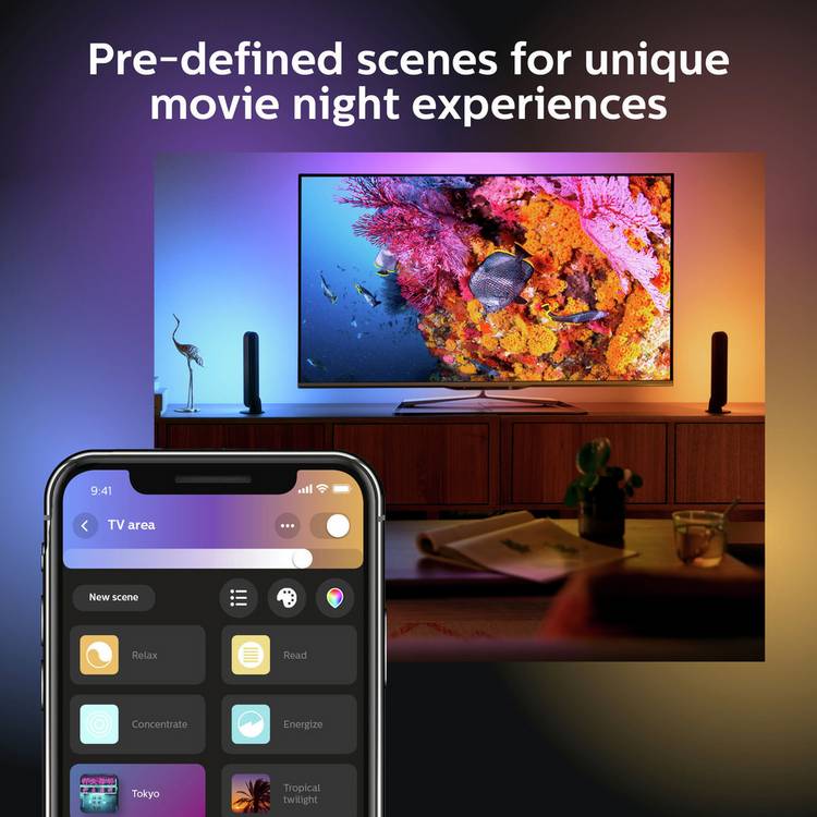 Philips Hue Play lightbar 2-pack with bridge, imported from the UK