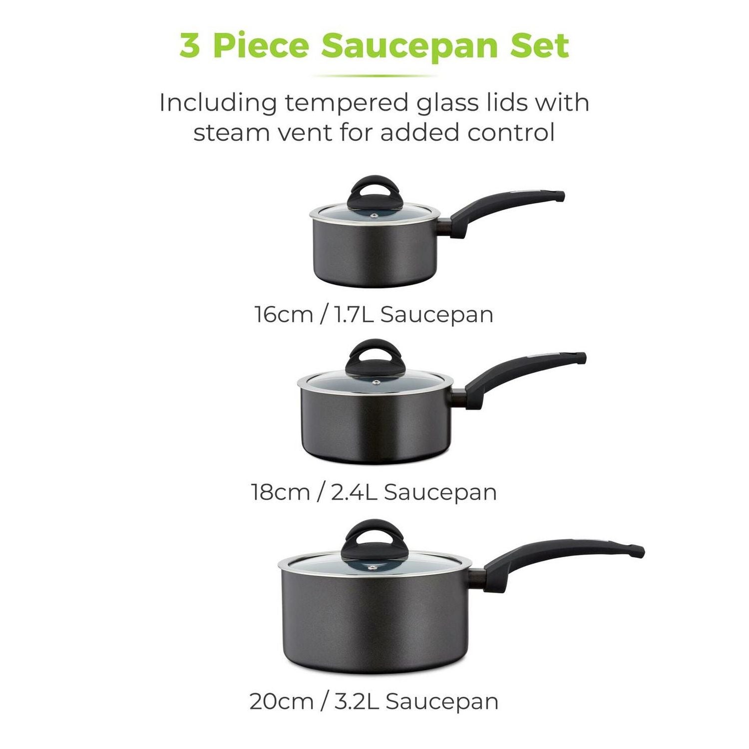 Tower Cerasure 3pc saucepan set (British brand)