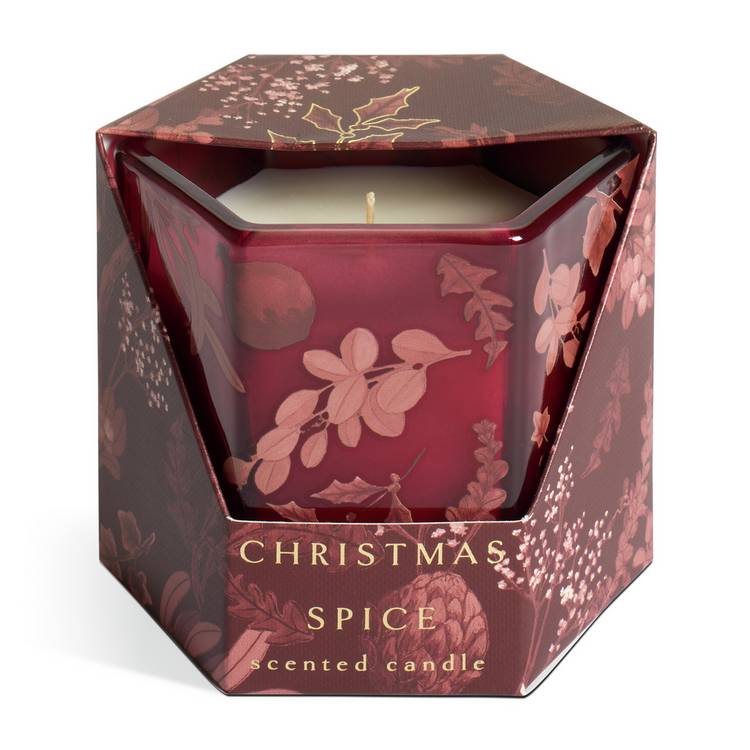 Argos Home boxed Christmas Spice candle in ruby glass, UK version