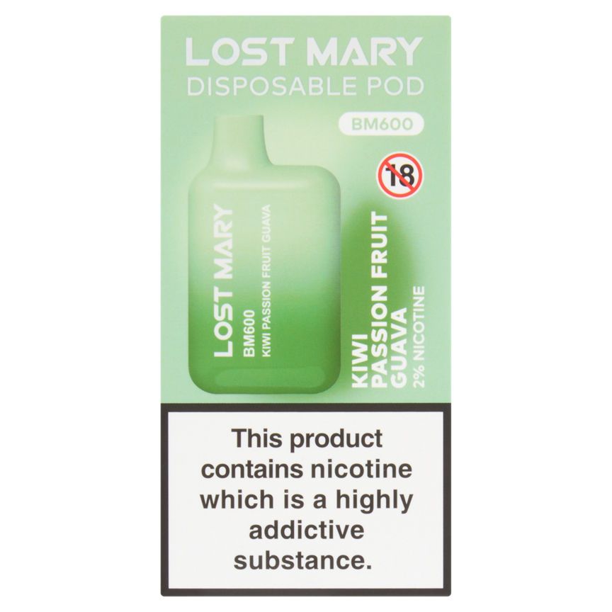 Lost Mary Disposable Pod BM600 Kiwi Passion Fruit Guava GOODS ASDA   