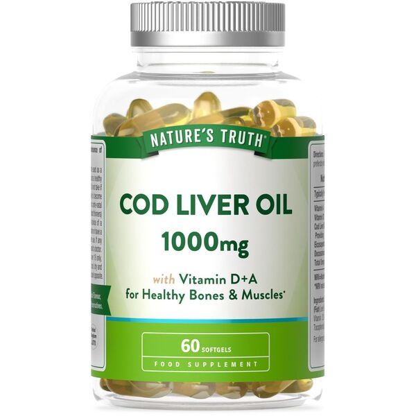 Nature's Truth cod liver oil 1000mg 60 softgels, imported from the UK