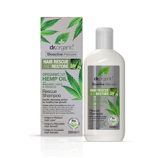 Dr Organic Hemp Oil Rescue Shampoo 265ml, imported from the UK