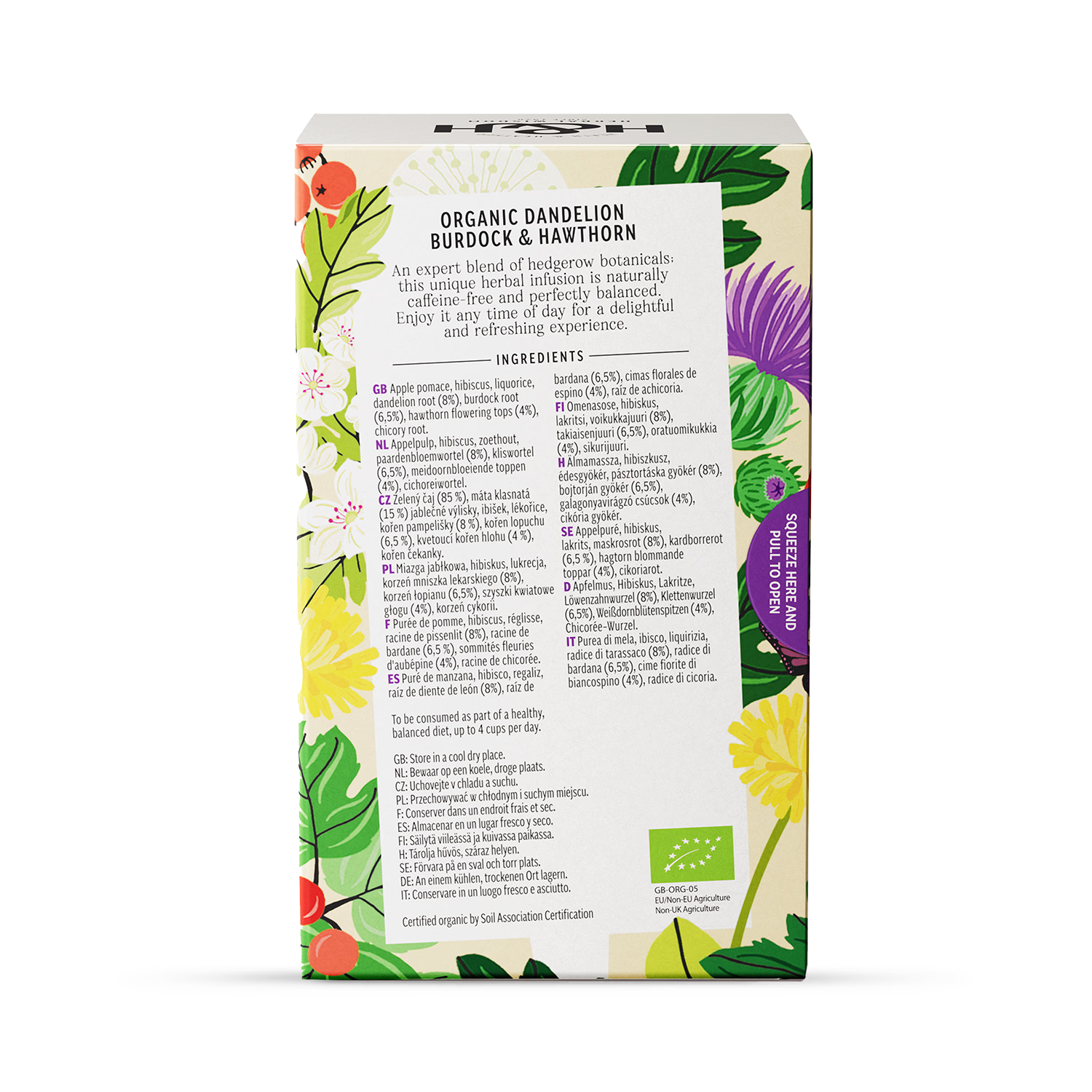 Heath & Heather tea bags dandelion burdock hawthorn 20 count, UK version