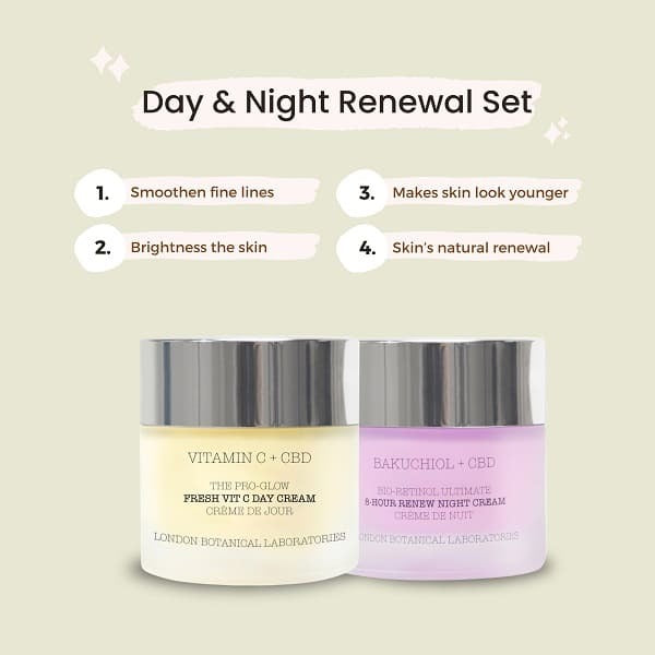 London Botanical Laboratories skincare set vitamin C and bakuchiol creams - British product