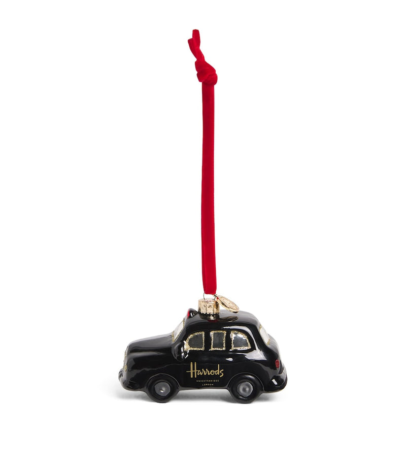 Harrods glitter black cab Christmas tree ornament, UK version