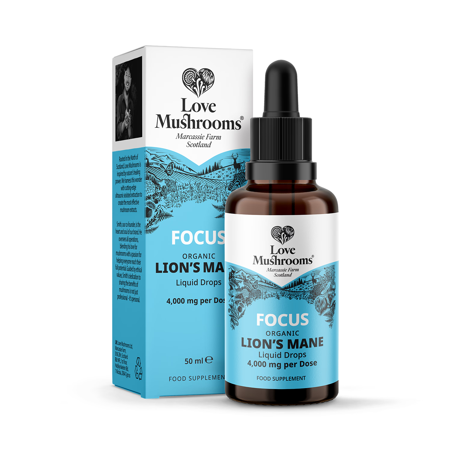 Love Mushrooms organic Lion's Mane 4000mg drops, UK version