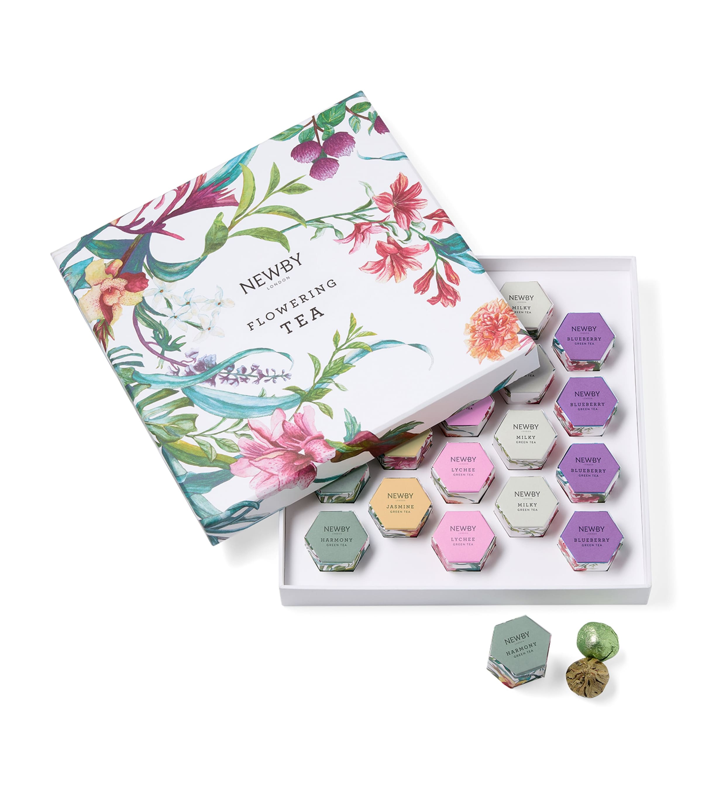 Newby flowering tea set with five blends 110g, imported from the UK