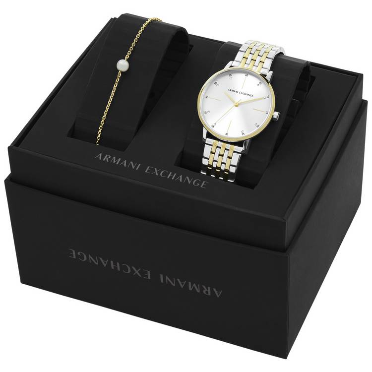 Armani Exchange ladies silver stainless bracelet watch (British brand)