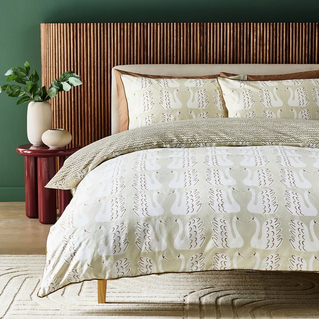 Habitat x Scion bedding set swim swam swan print single, UK version