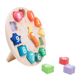 Chad Valley wooden learning clock with shape sorter (British brand)