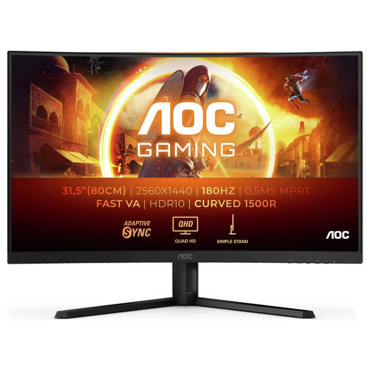 AOC CQ32G4VE 31.5in curved QHD gaming monitor, UK version
