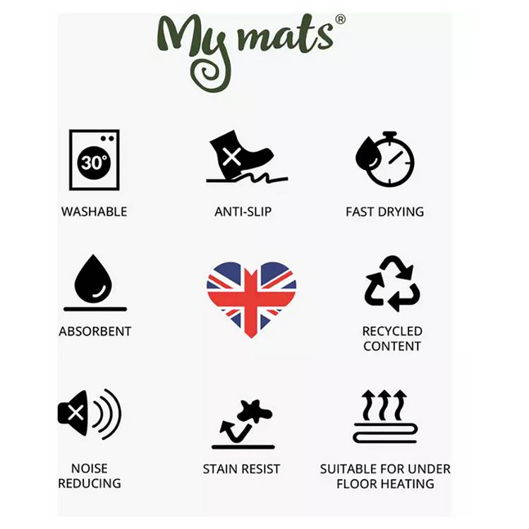 My Mats charcoal cotton short pile doormat 75x50cm - British product