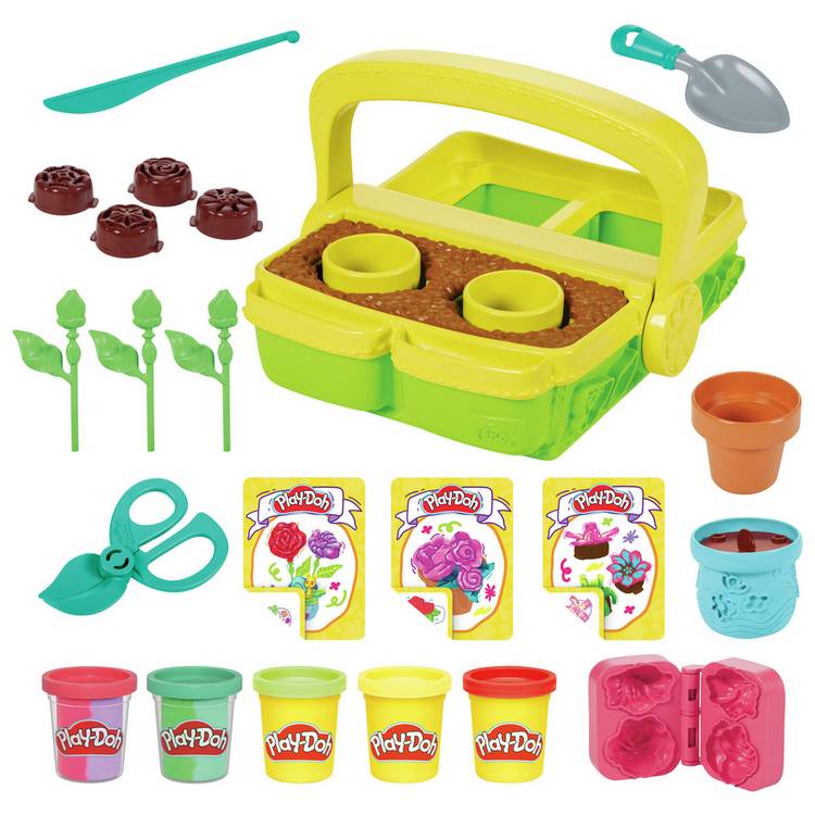 Play-Doh Blooming Flowers children's playset with 5 tubs and 15 accessories (British brand)