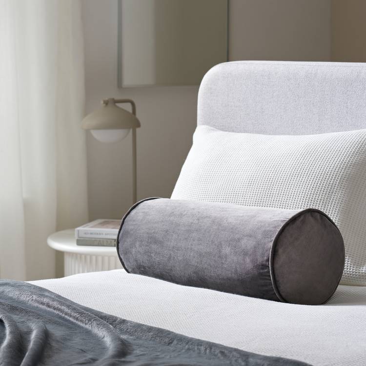 Habitat grey velvet bolster cushion 20x50cm - British product